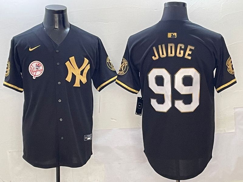 Men New York Yankees #99 Judge Black Gold Five generations Nike 2025 MLB Jersey style 8